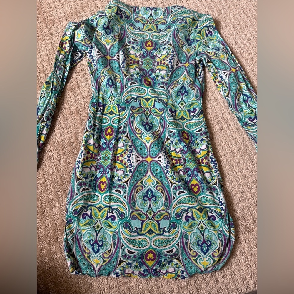 Athleta Surfside Tunic Swim Cover Up Long Sleeve Paisley Turquoise XS - Picture 6 of 8